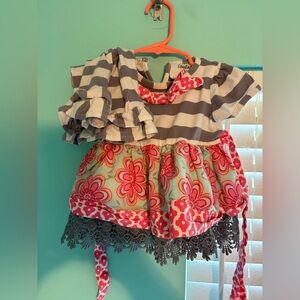 Gray and Pink Baby set with Lace